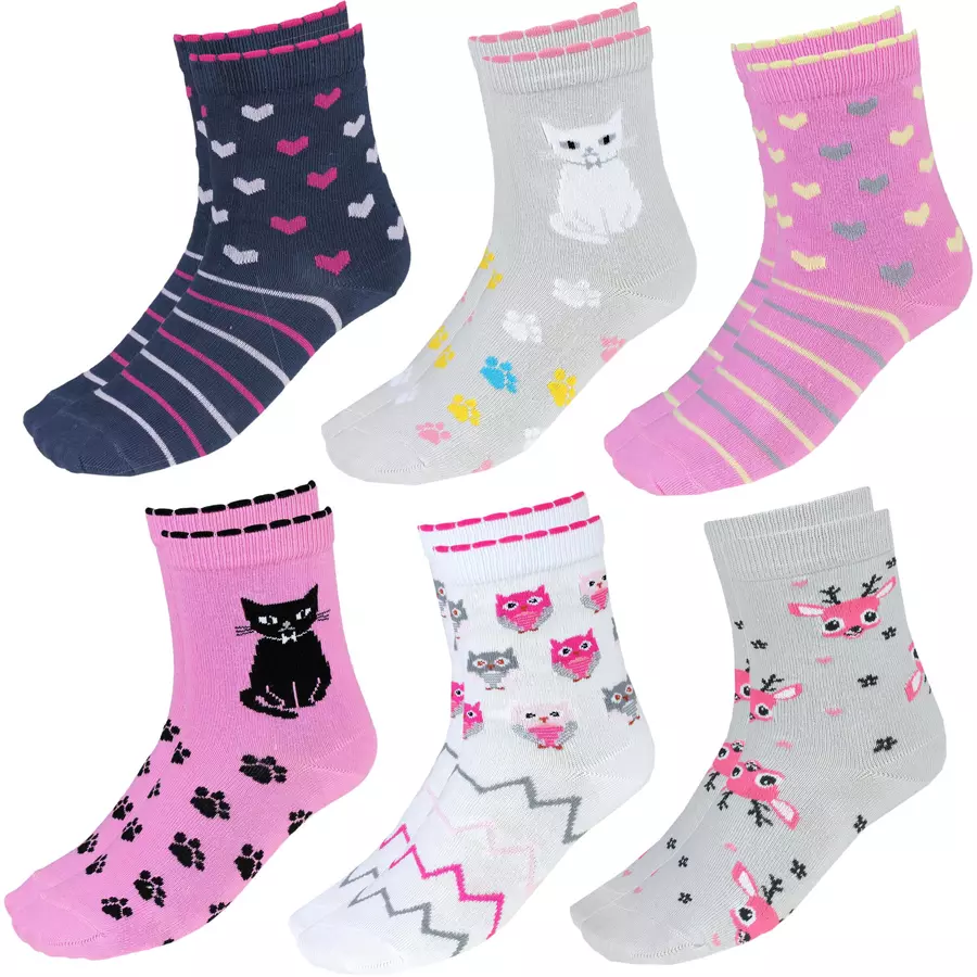 TupTam Kinder Socken Mädchen Jungen Bunt Gemustert 6er Pack rosagrau