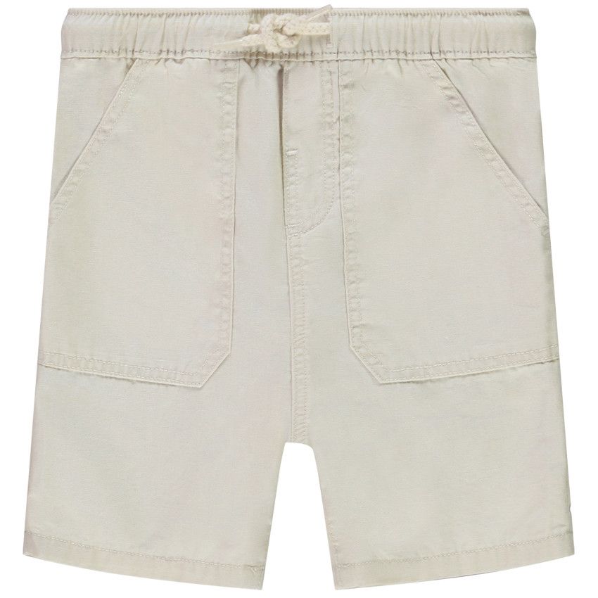 Bermuda uni en toile pour bébé garçon - Ecru