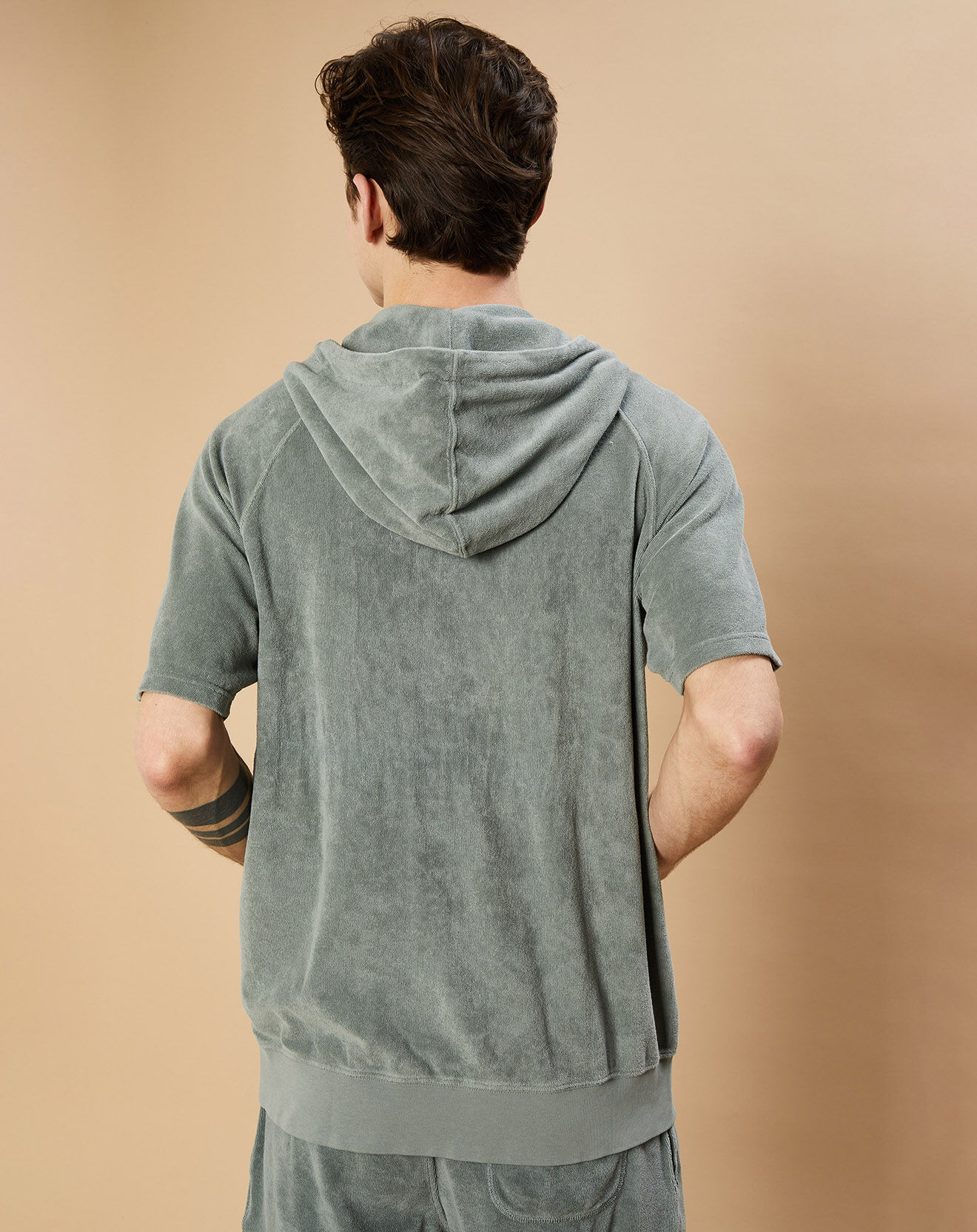 Hartford Sweat à capuche zippé en éponge vert de gris