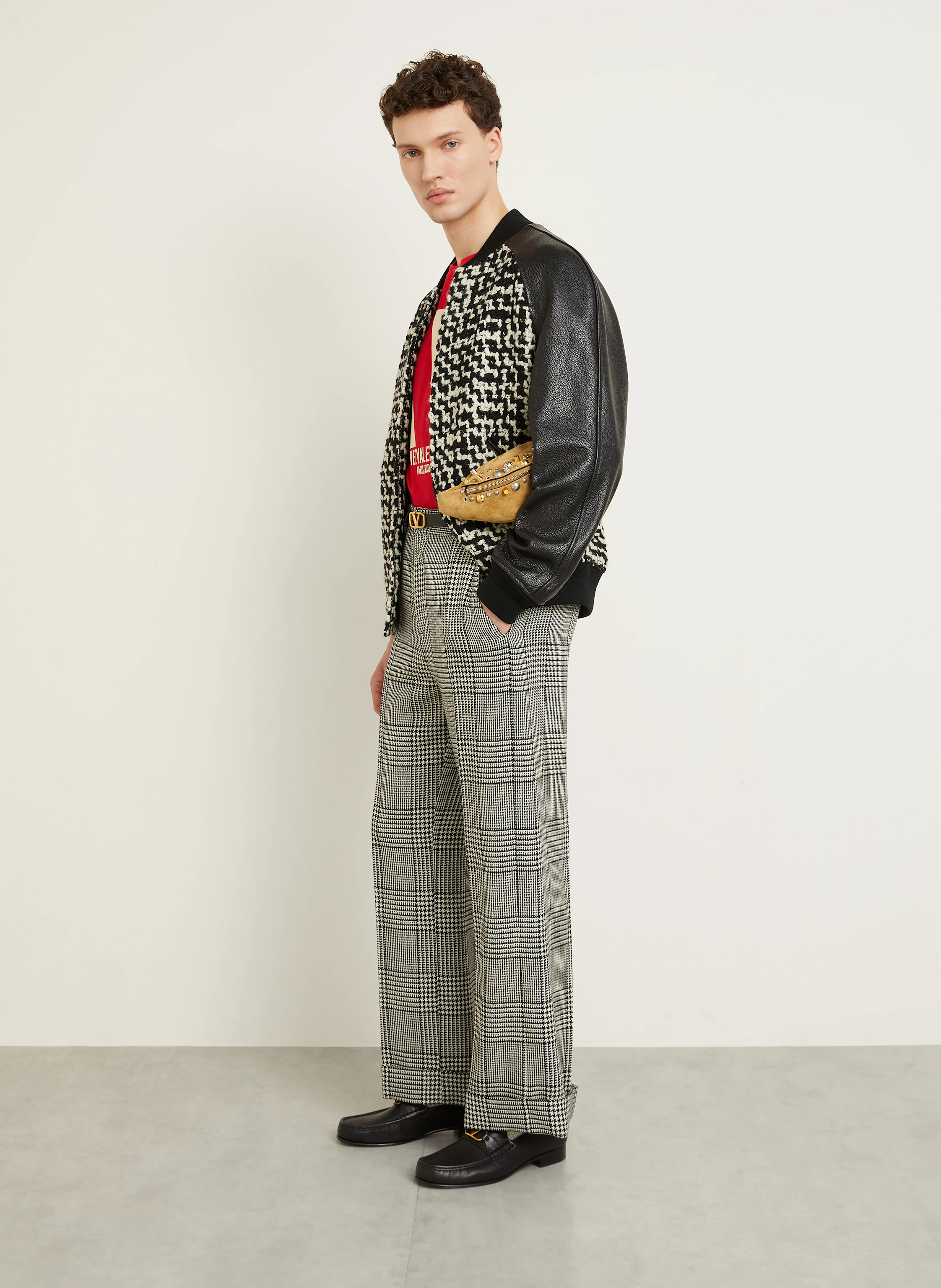 VALENTINO Tweed-Blouson im Materialmix