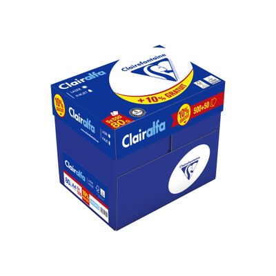 Clairefontaine CLAIRALFA - Carton de 5 ramettes de 550 feuilles - 80g/m² - papier ordinaire