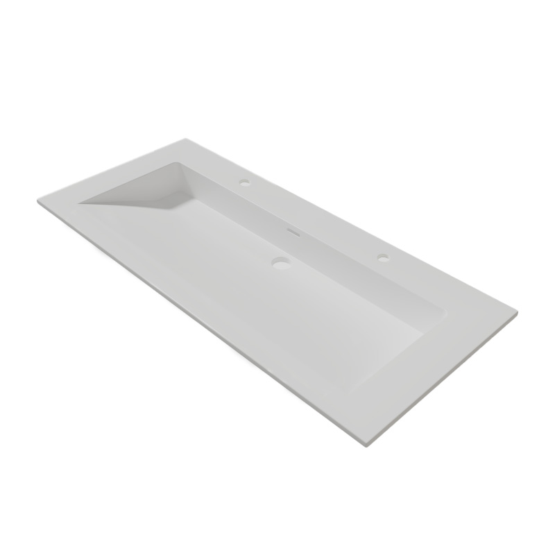 Lambini Designs Flora solid surface wastafel 100cm met 2 kraangaten wit mat