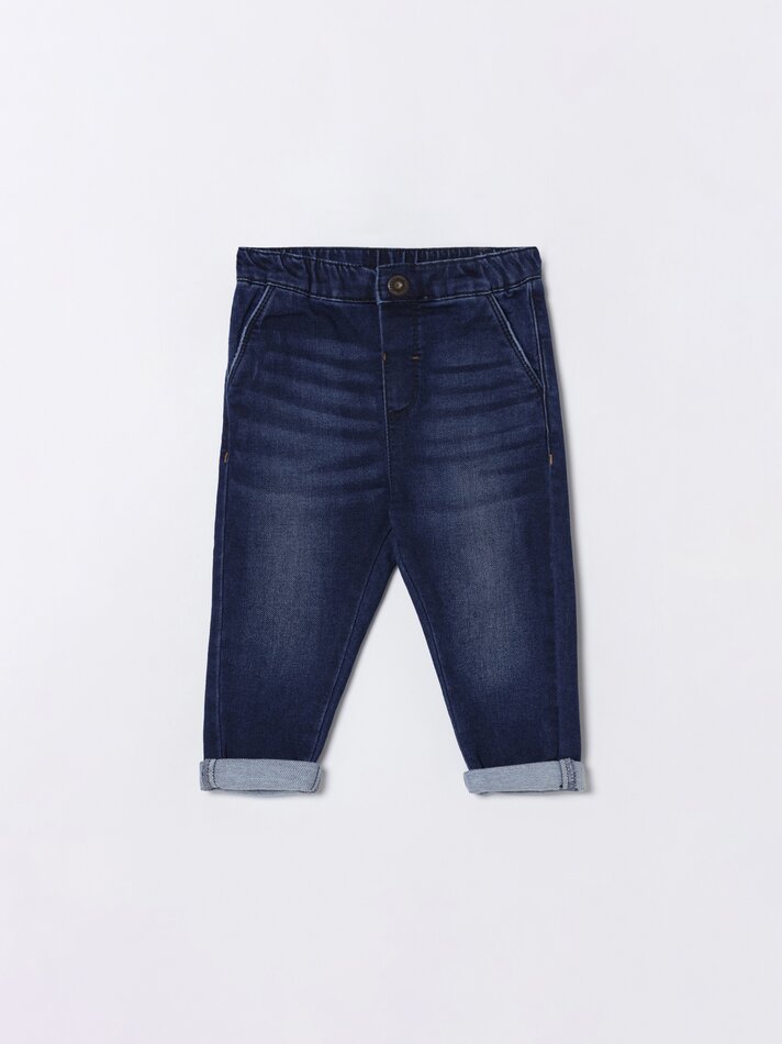 Calça jeans jogger confortável - Índigo