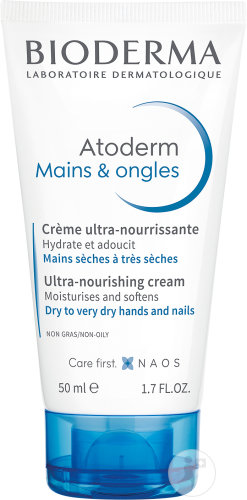 Bioderma Atoderm Crème Mains-Ongles Ultra-Réparateur Mains Sèches Et Abîmées 50ml