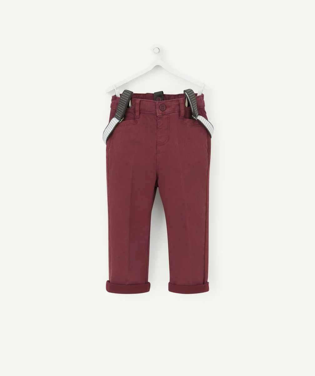 PANTALON CHINO BÉBÉ GARÇON PRUNE AVEC BRETELLES