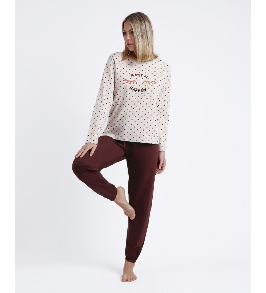 Pijama de manga comprida Admas Dream Big bege