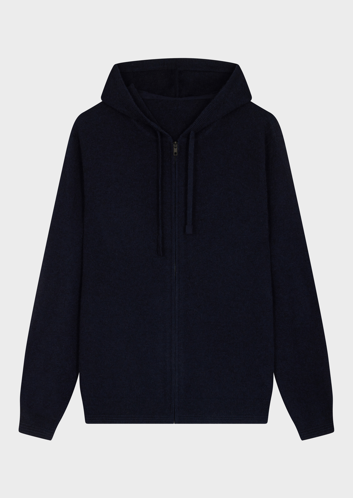 Gilet à capuche zippé en cachemire uni bleu jeans