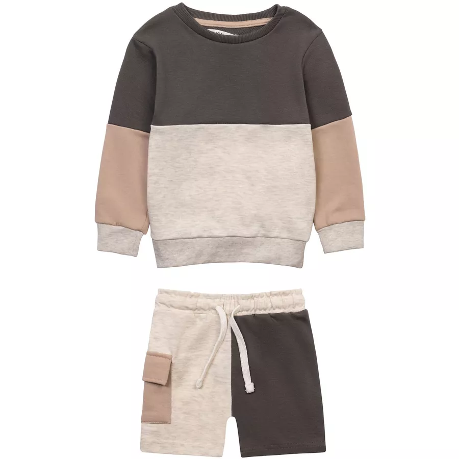 MINOTI Sweatshirt und Shorts im Set BeigeBraun