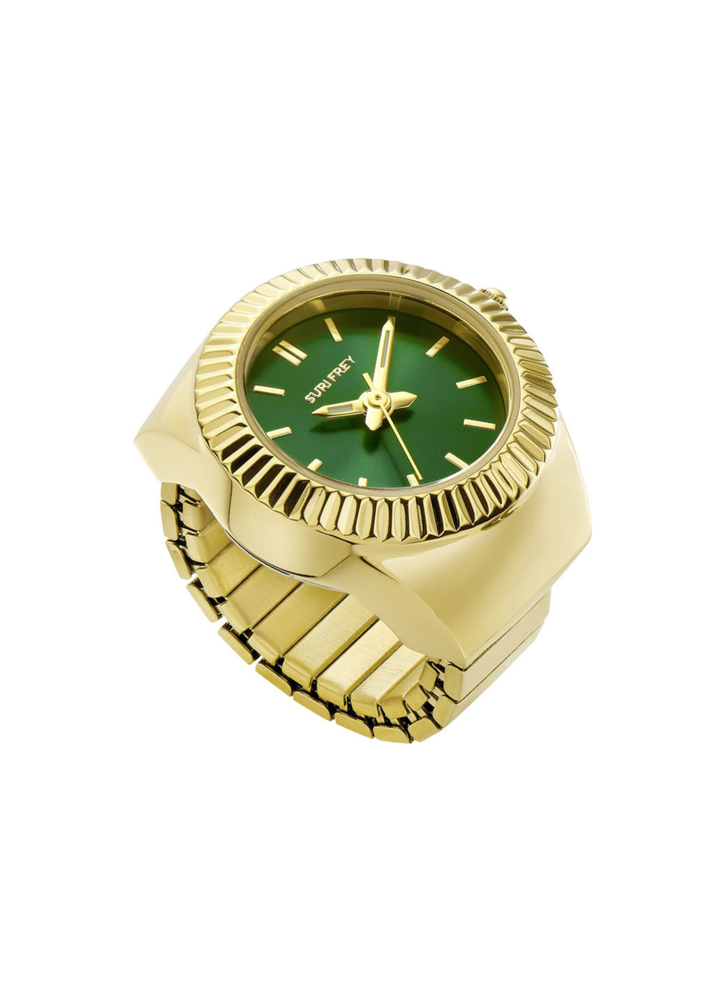 Goldfarbene Quarz-Ringuhr