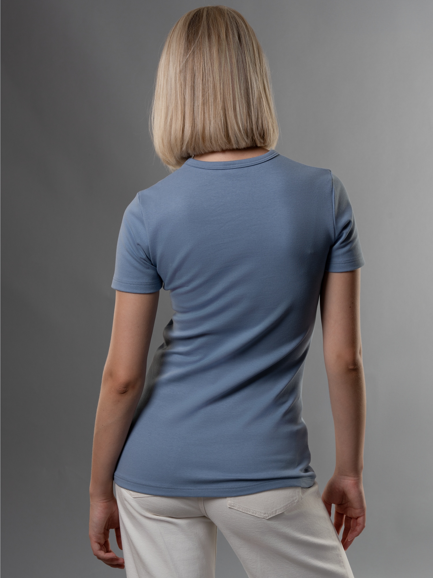 T-Shirt aus Baumwolle/Elastan Pearl-blue