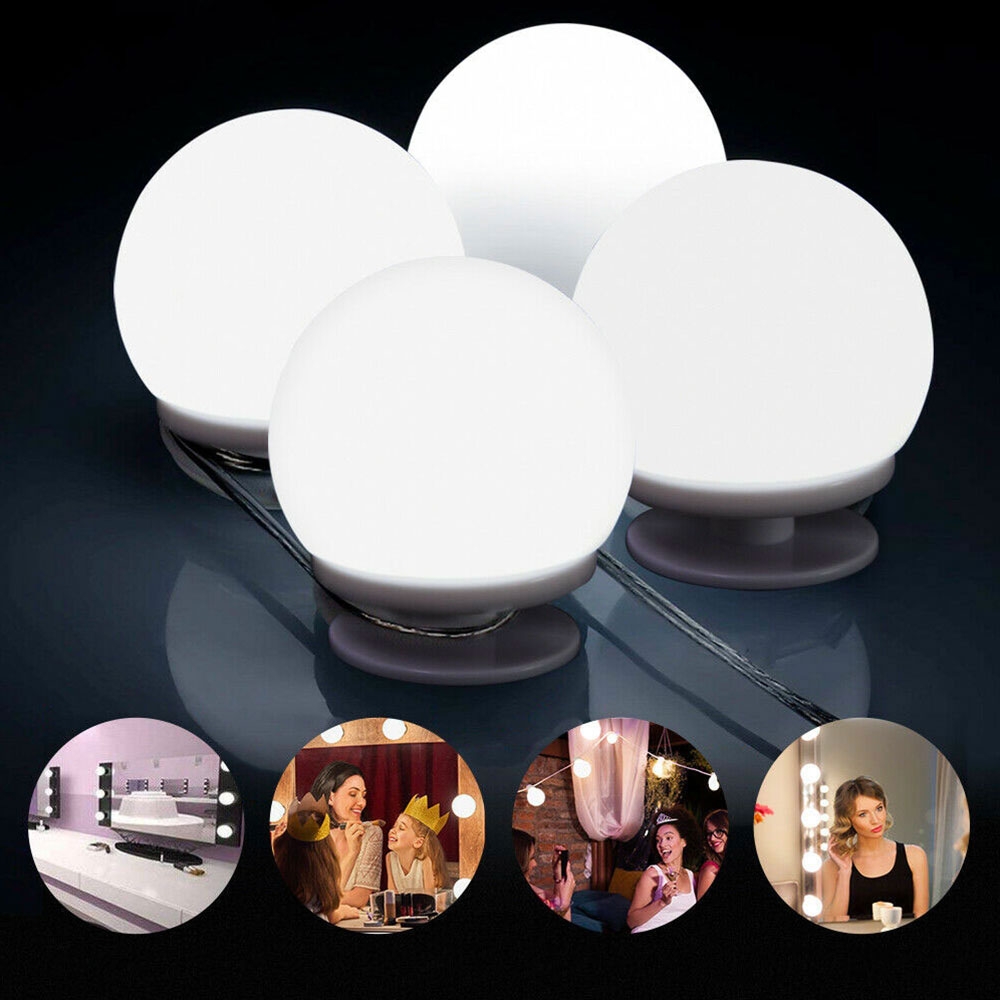 (10er Set) Schminkleuchten LED Lichter Nachrüst Kit für Make Up Spiegel - Hollywood Superstar