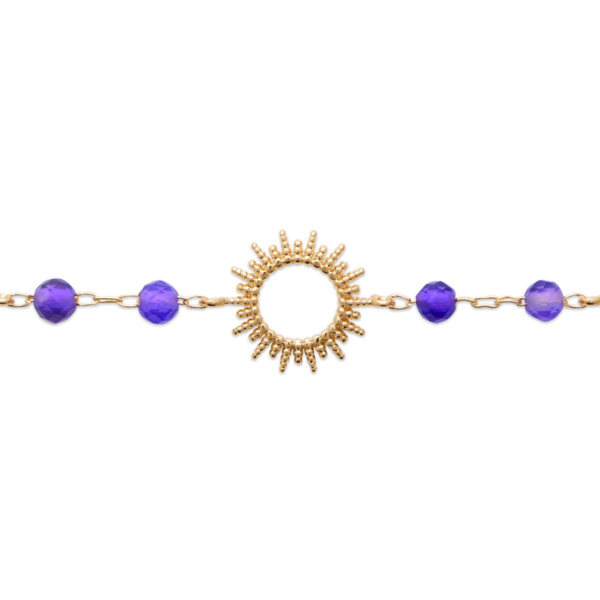 Bracelet Brillaxis soleil et améthyste 19cm