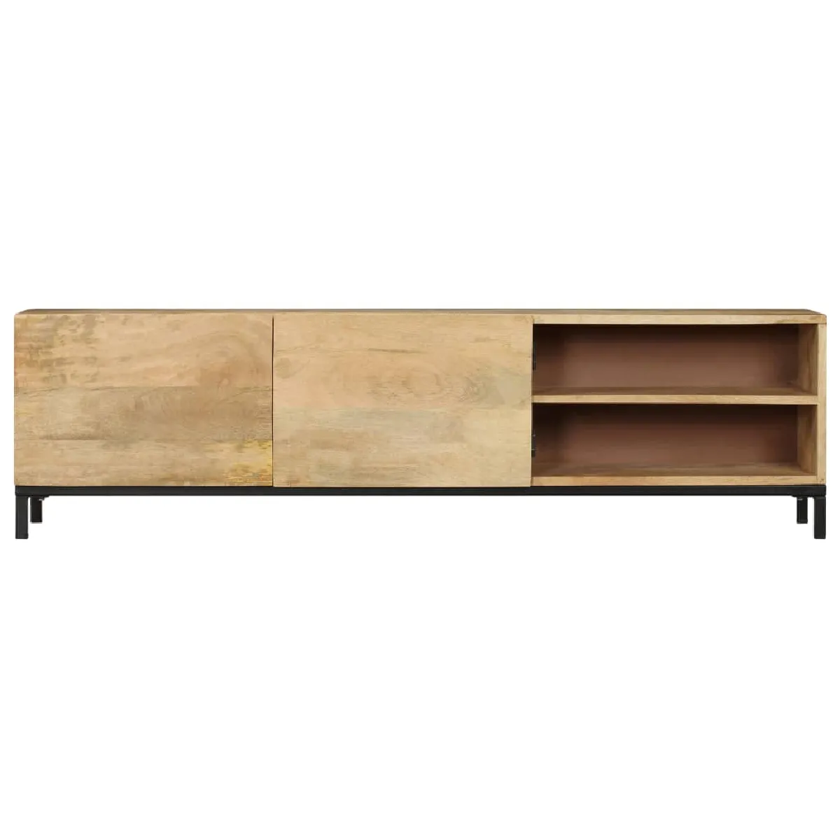Helloshop26 Meuble TV Bois Massif - Manguier/Acier 145 cm