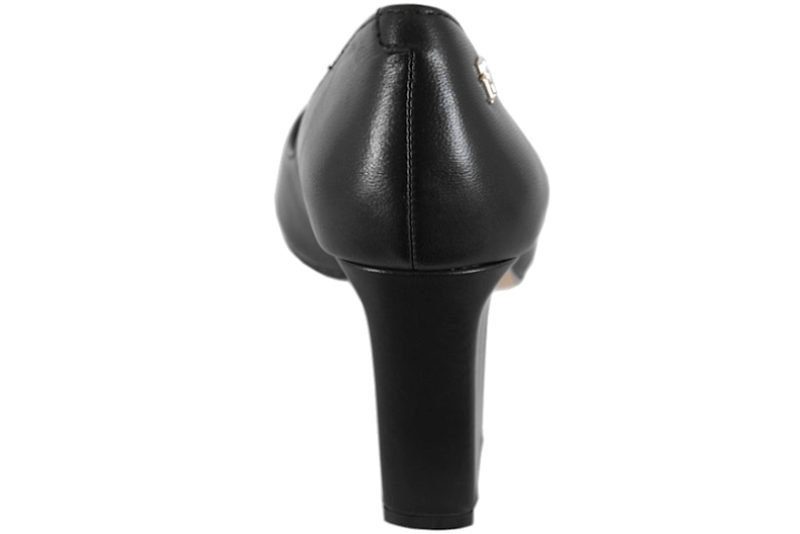 TOMMY HILFIGER BLOCK HEEL POINTED PUMP LEATHER BLACK