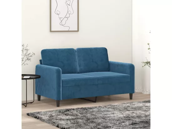 Canapé à 2 places Bleu 120 cm Velours