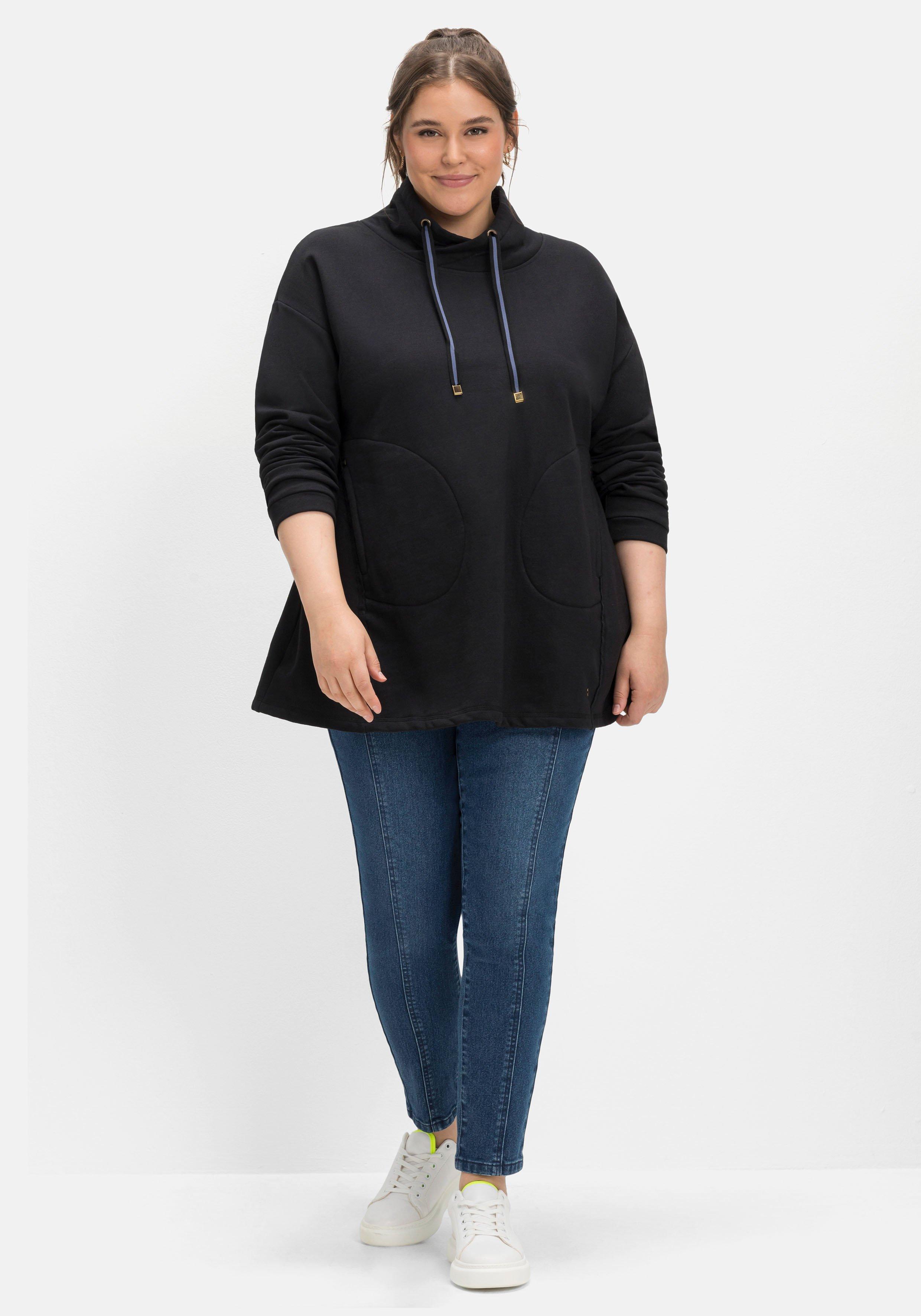 Sweatshirt in A-Linie, mit Taschen und Kragen