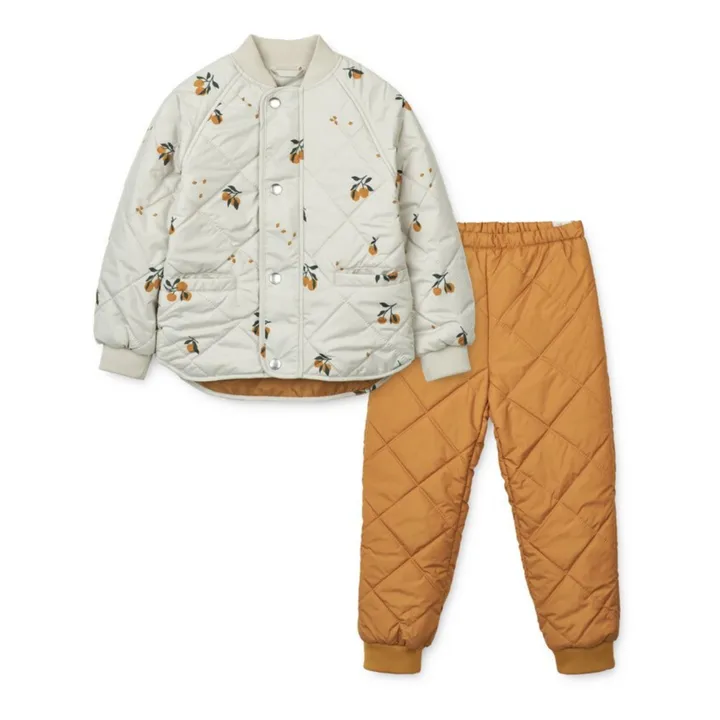 Liewood Veste + Jogger Matières Recyclées Matelassé Pêches Anniston | Ecru
