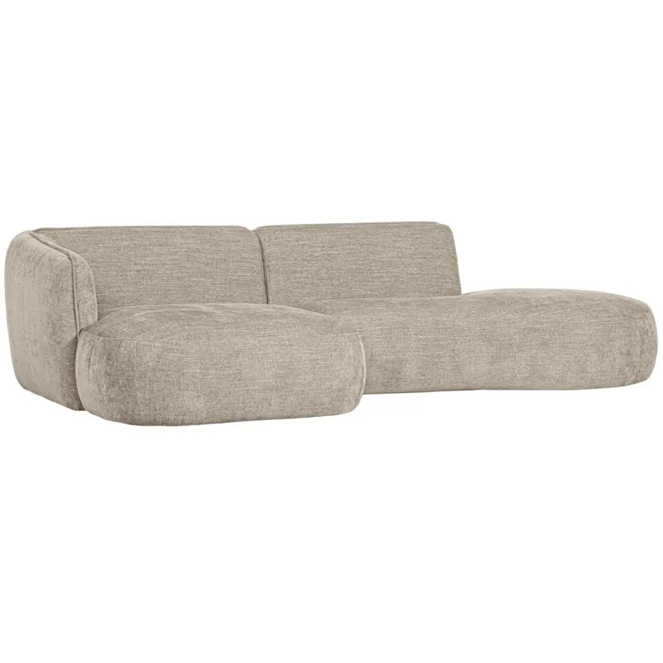 WOOOD Polly Chaise Longue - Polyester - Zand - 71x258x150/105