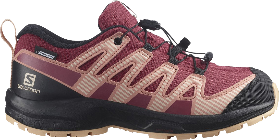 XA Pro v8 ClimaSalomon Waterproof Junior Earth Red/Black/Almond Cream