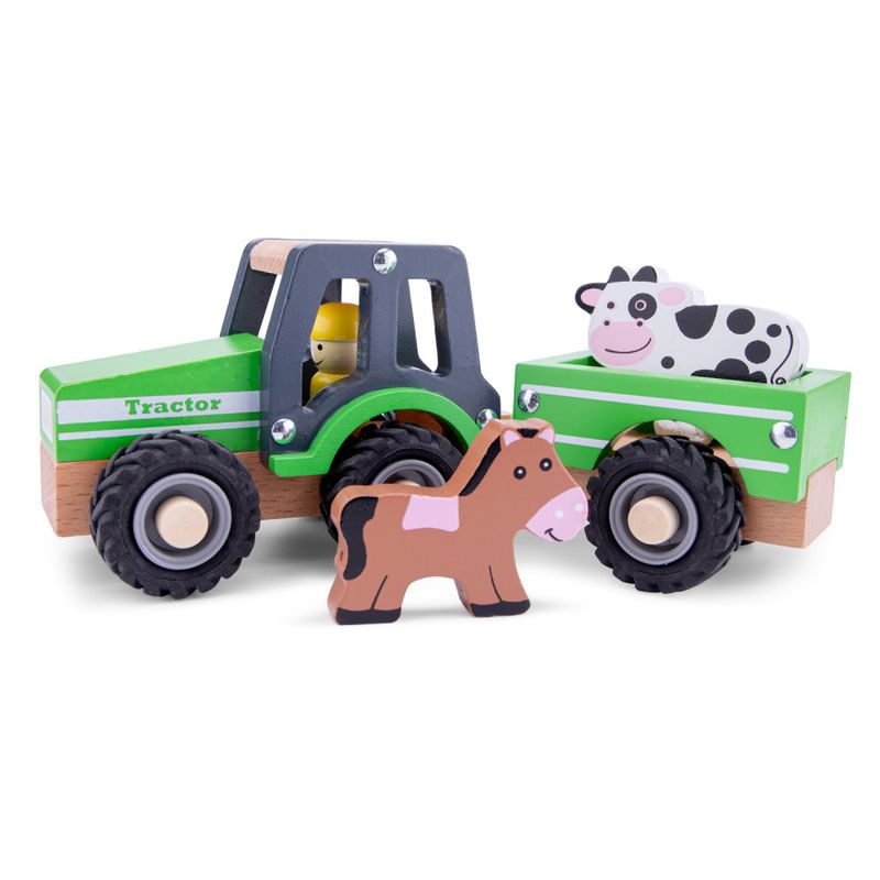New Classic Toys Grønn Traktor med Dyr i Tre