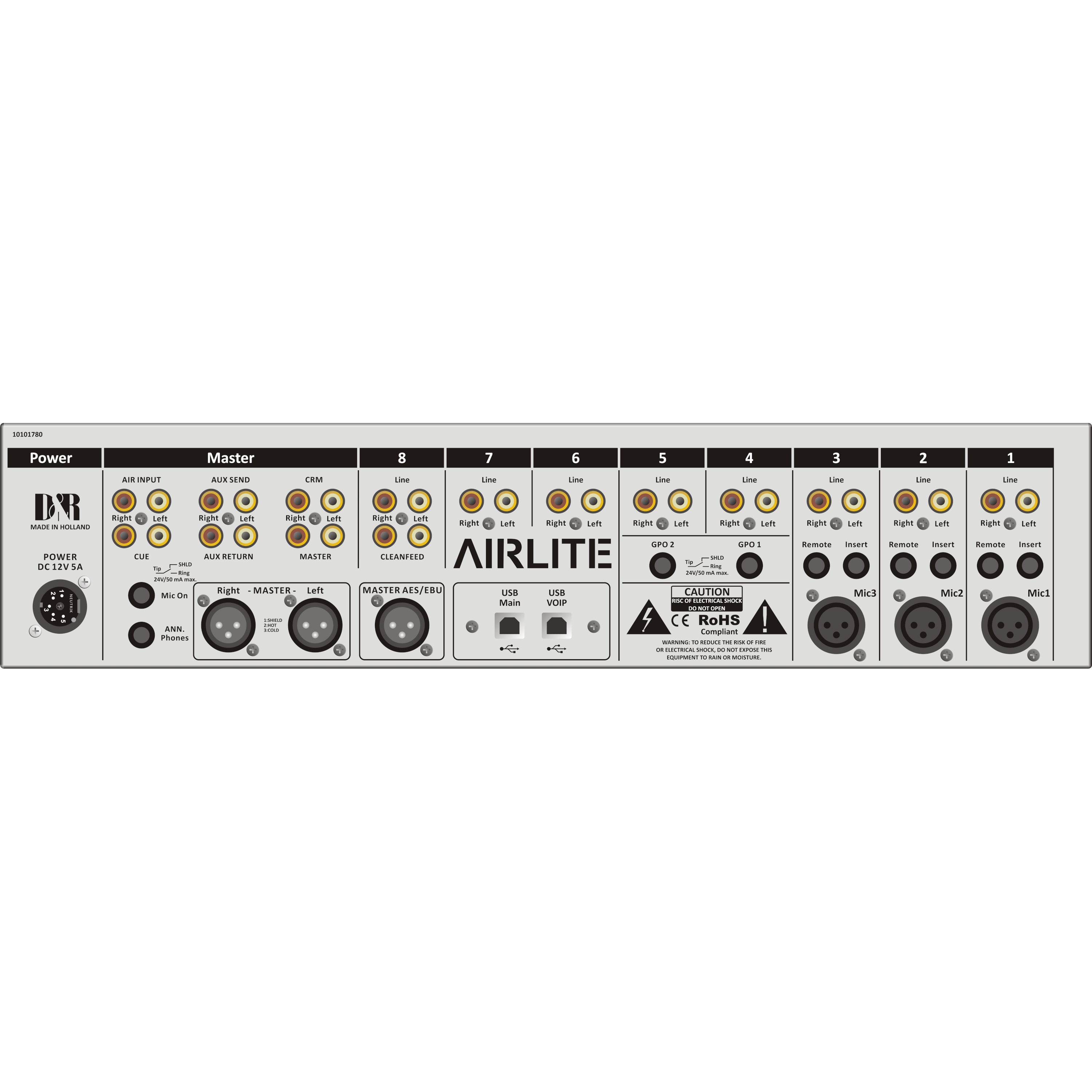 D&R Airlite-USB MK2 8-kanaals Radio On-Air mengpaneel 3x Mic, 4x USB, 1x VoIP