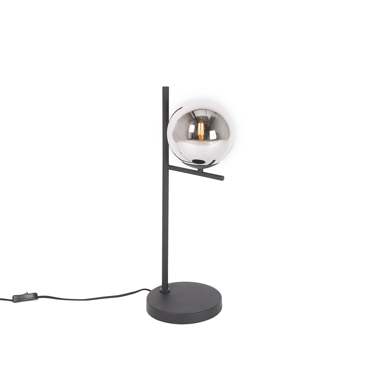 Art Deco tafellamp zwart en smoke glas - Flore