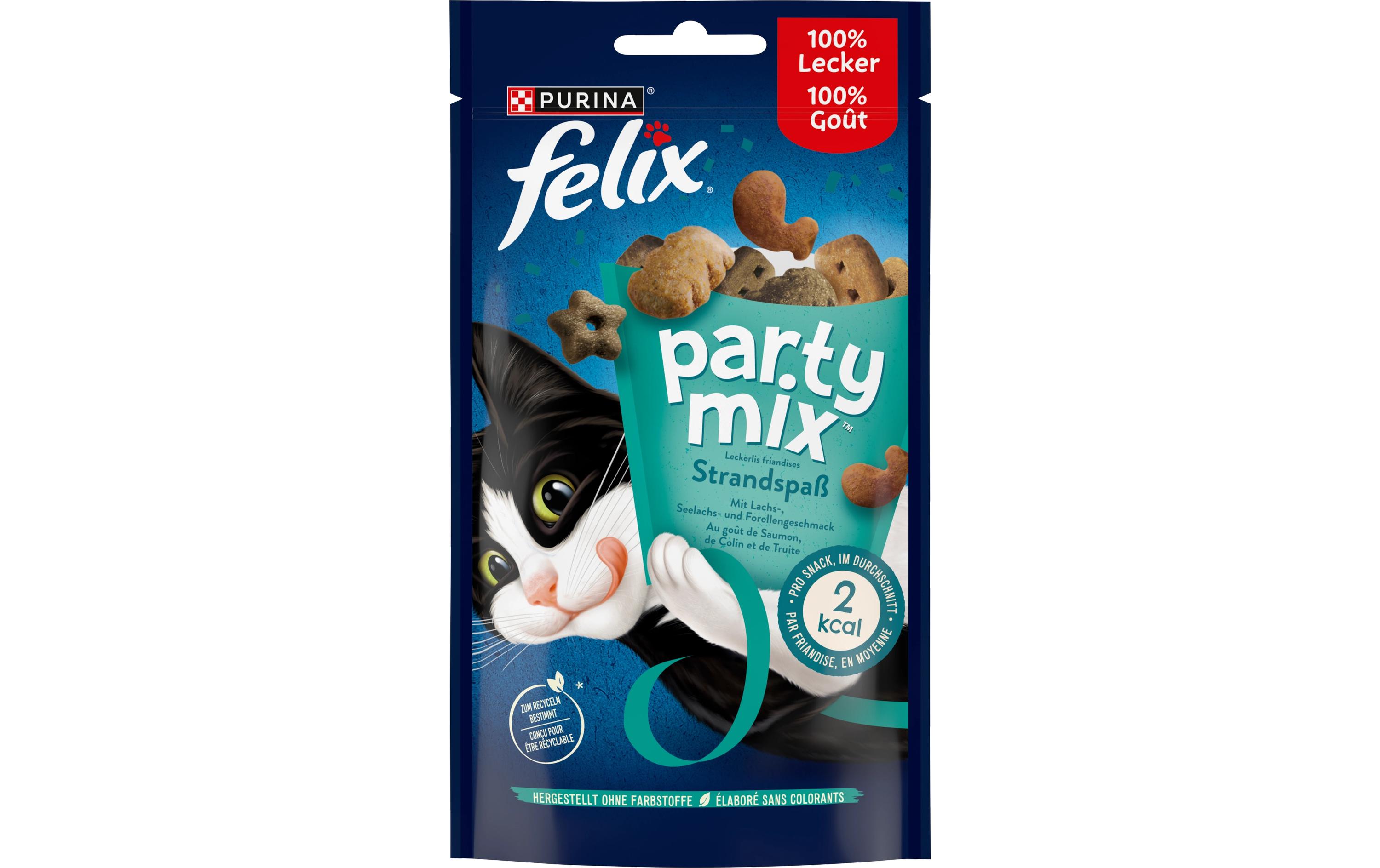 Katzen-Snack Party Mix Seaside 60gErgänzungsfuttermittel für ausgewachsene Katzen