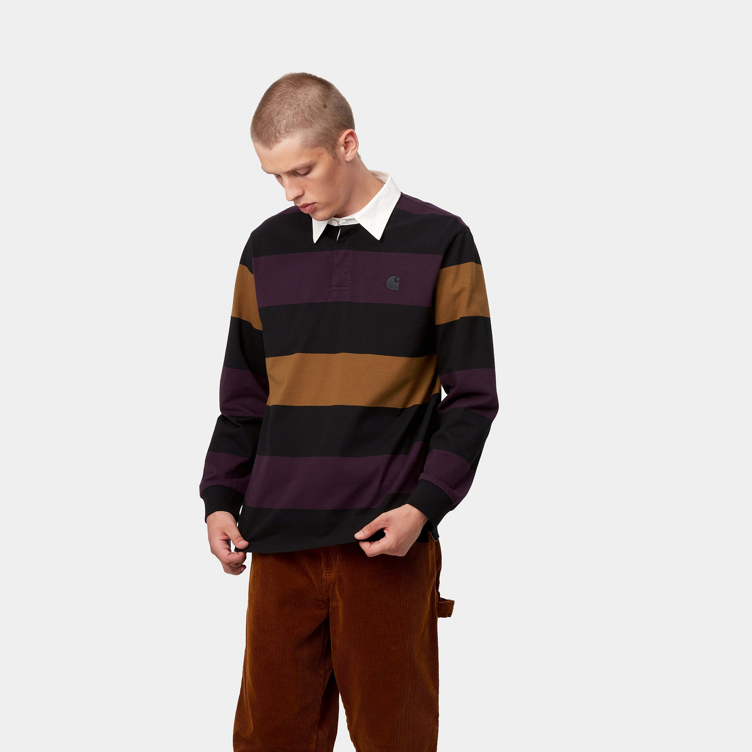 Carhartt WIP LS Hansen Rugby Polo Hansen Stripe Black Wax S