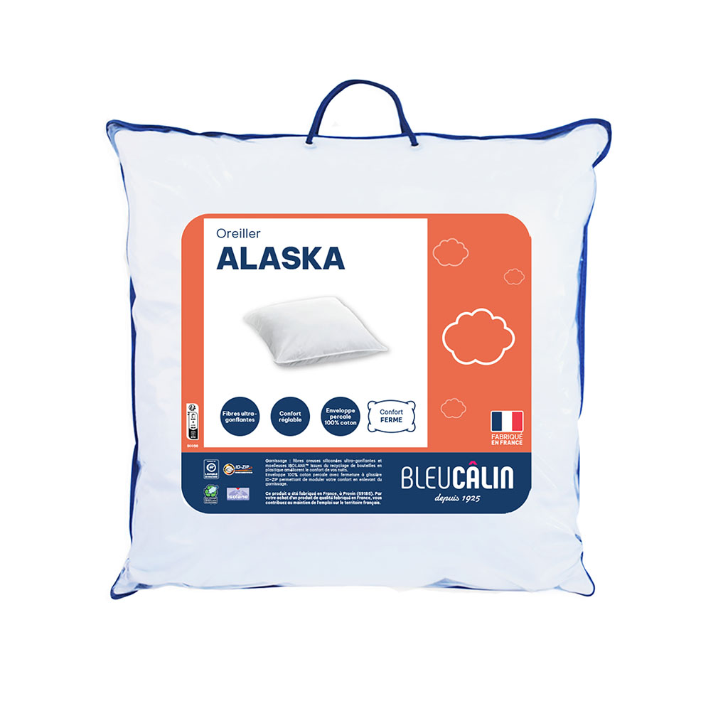 Oreiller Alaska Bleu Câlin 700g 60x60cm