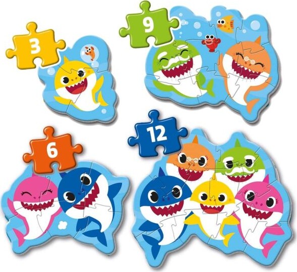 Clementoni Puslespil - Baby Shark - Mit Første Puslespil - Color - 4 Stk