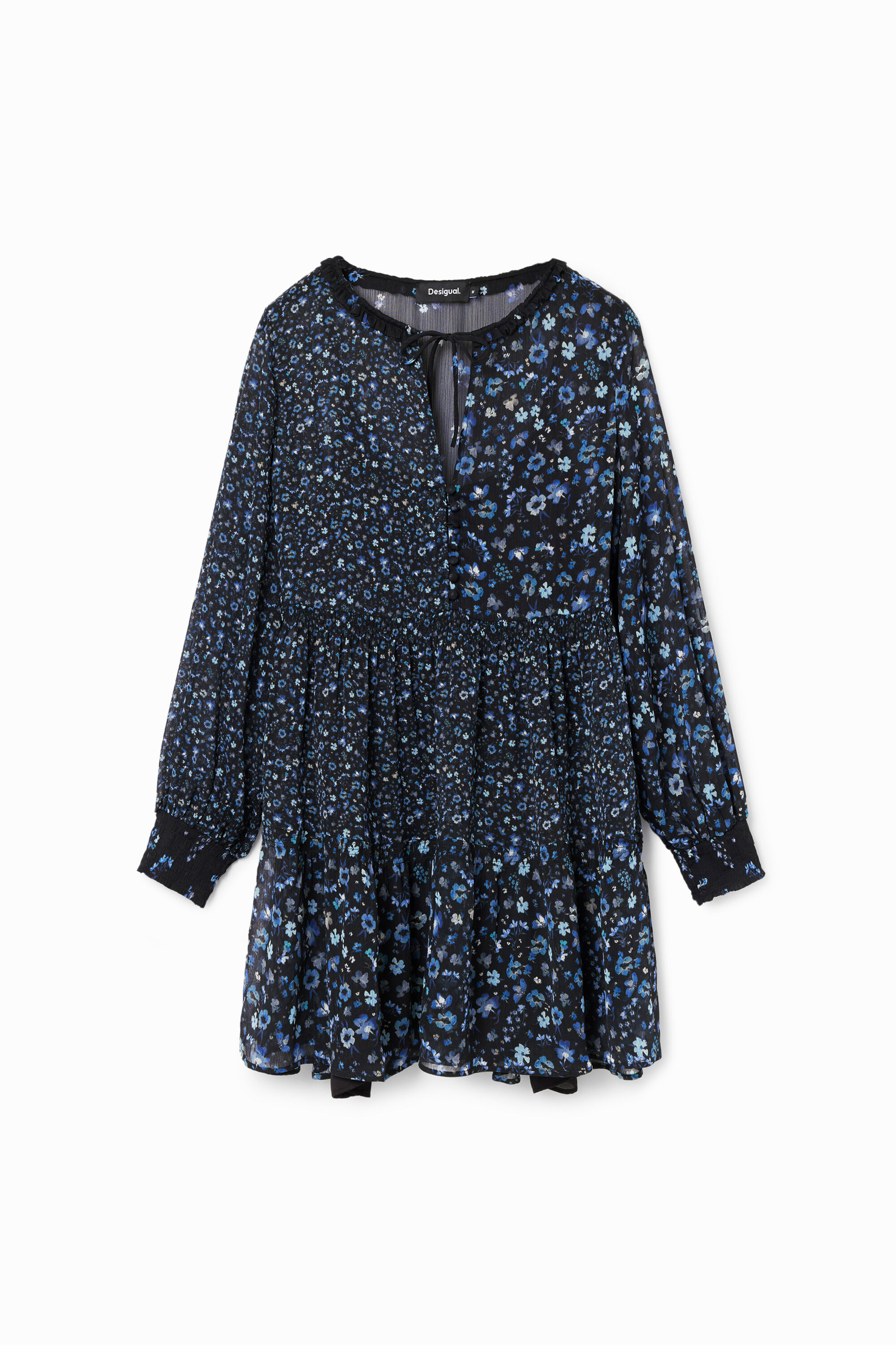 Vestido curto gasa flores