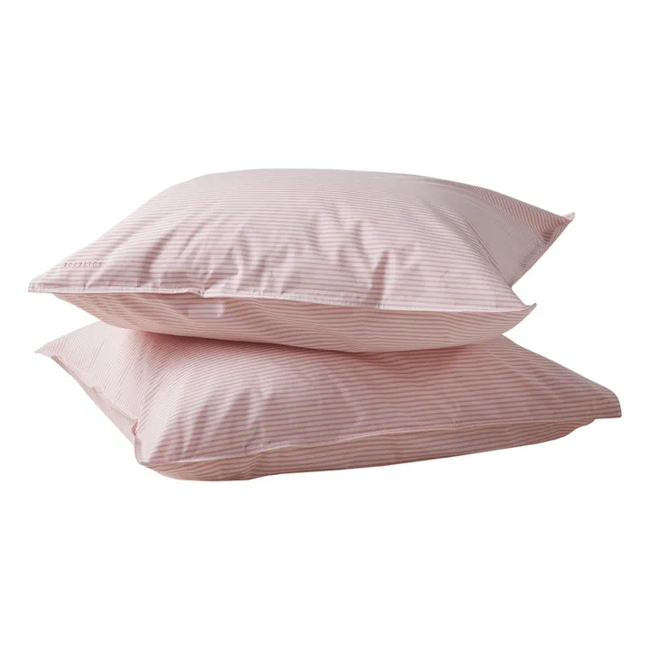 Suite 702 Taie d'oreiller Striped en Coton Bio - Set de 2 | Rose