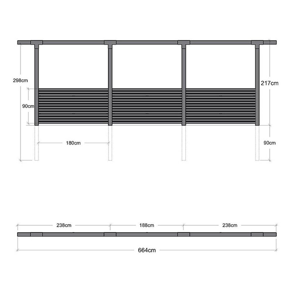 PERGOLA PLUS CUBIC ENKEL 3 MODULER INKL. TOKYO GJERDE SVART