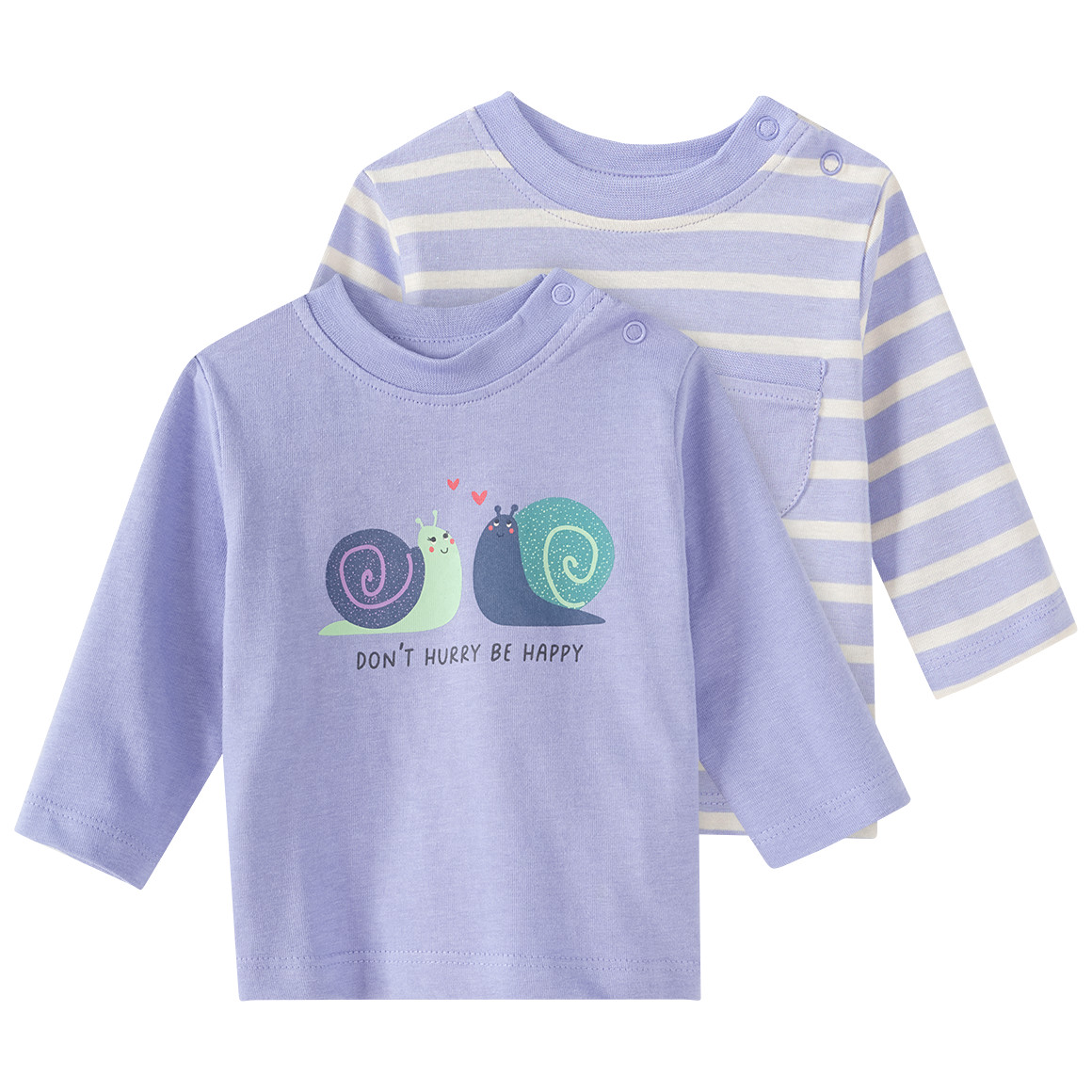 Topomini 2 Newborn Langarmshirts aus Bio-Baumwolle helllila / creme