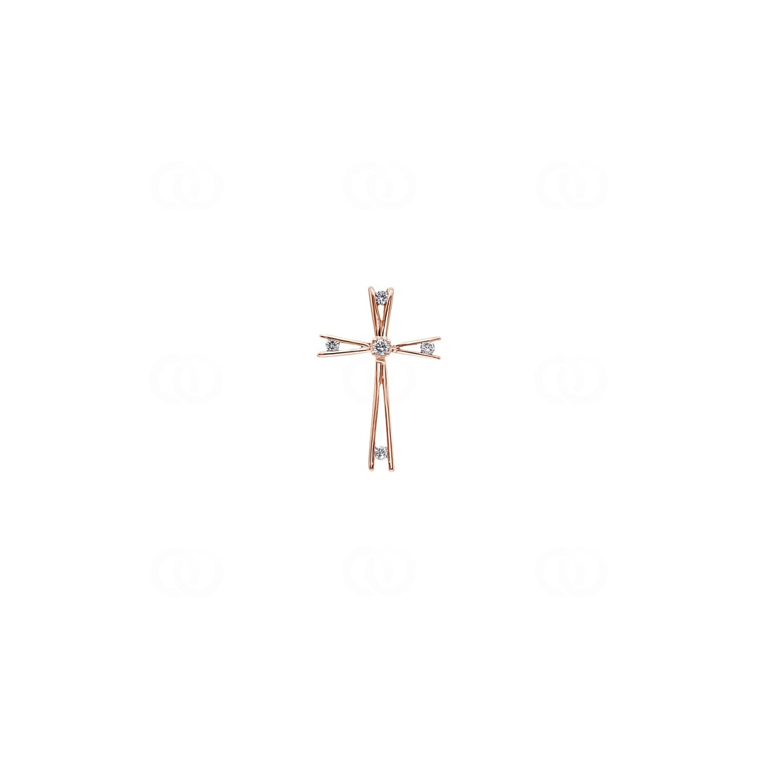 Kreuzanhänger 750/18 K Roségold mit Diamanten 0.069 ct H/si