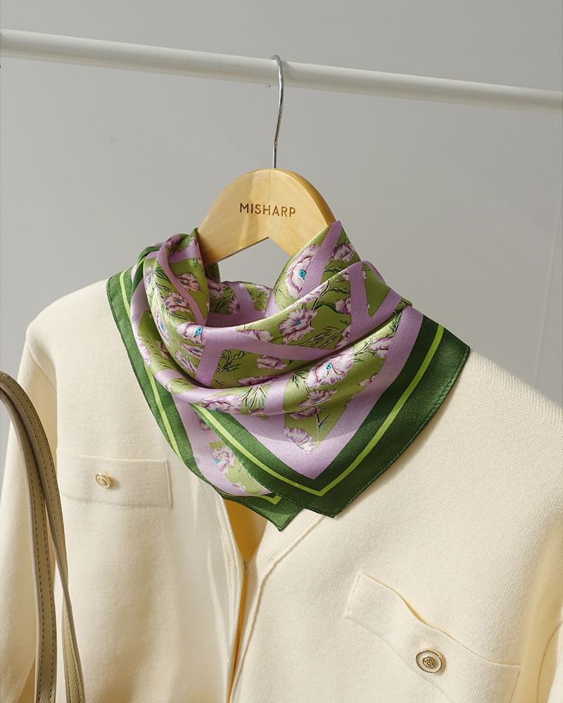 Frior - Zijden sjaal met bloemenprint