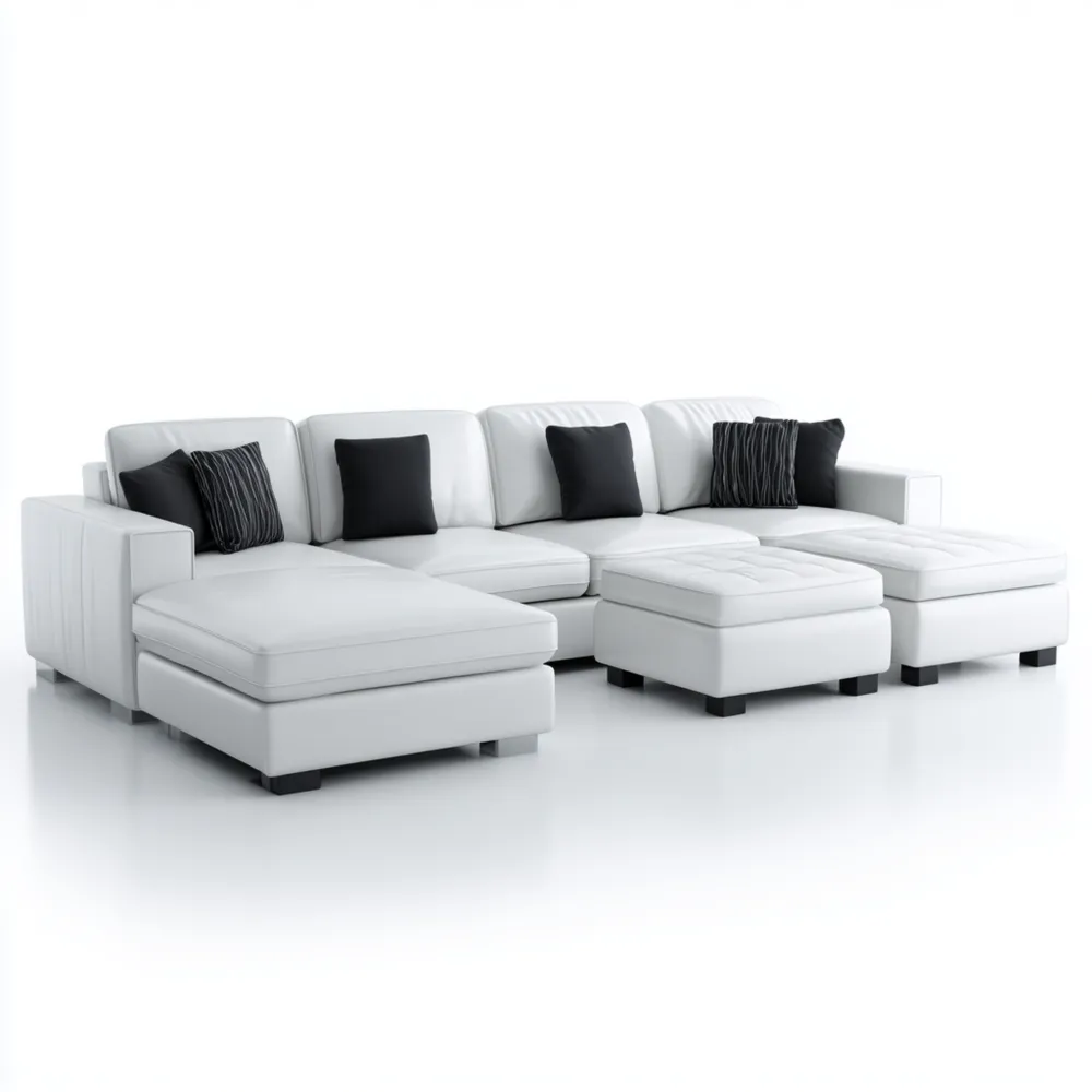 Modulares Sofa-Set Kunstleder 300x200x90 cm – Weiß – Modernes Design