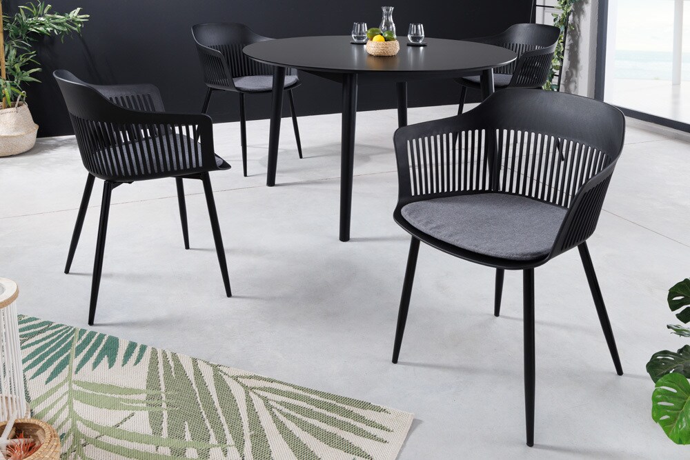 riess-ambiente Stuhl AIRE - grau Kunststoff Stahlgestell Indoor Outdoor inkl. Kissen