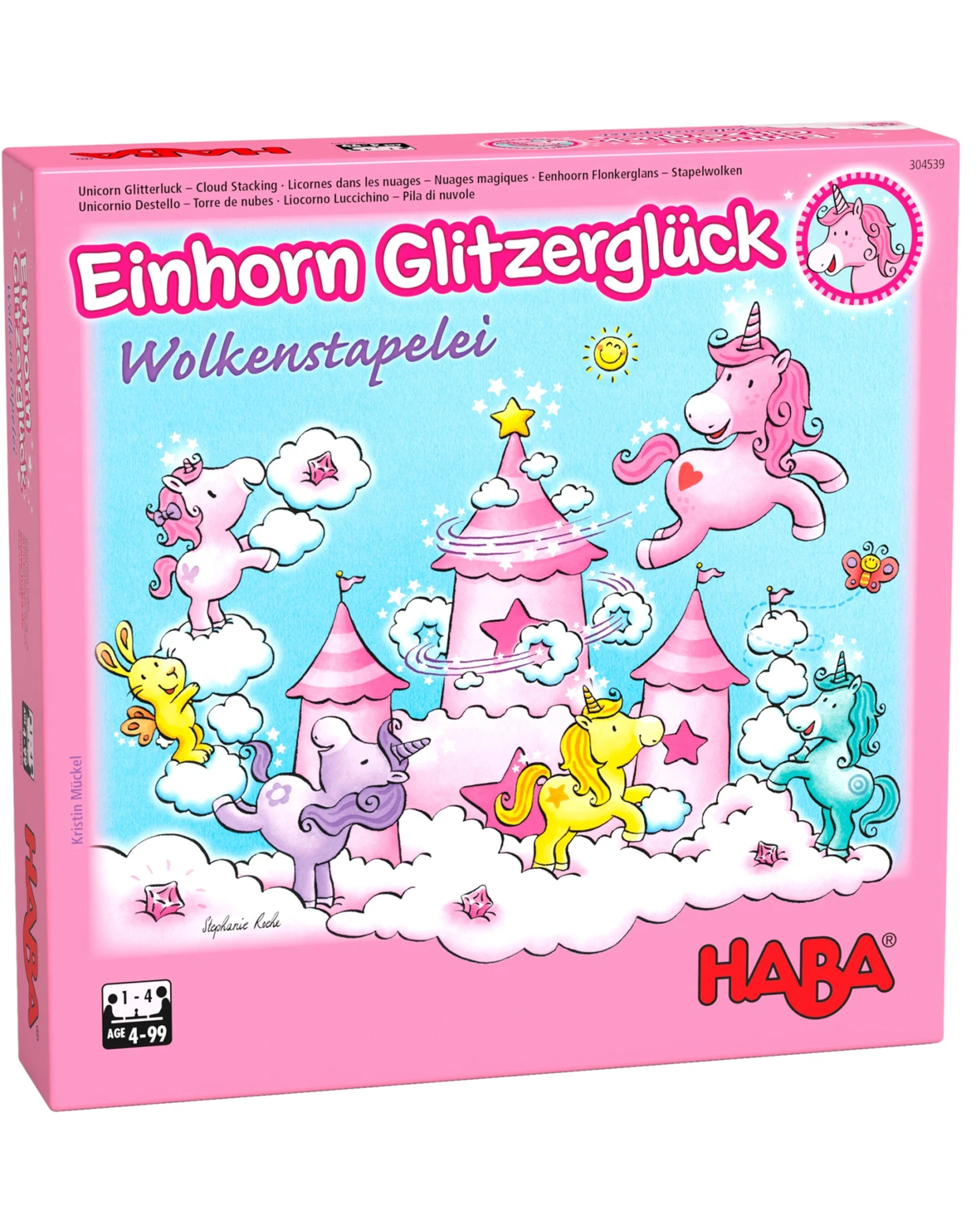 Mitbringspiel EINHORN GLITZERGLÜCK – WOLKENSTAPELEI mit Glitzer