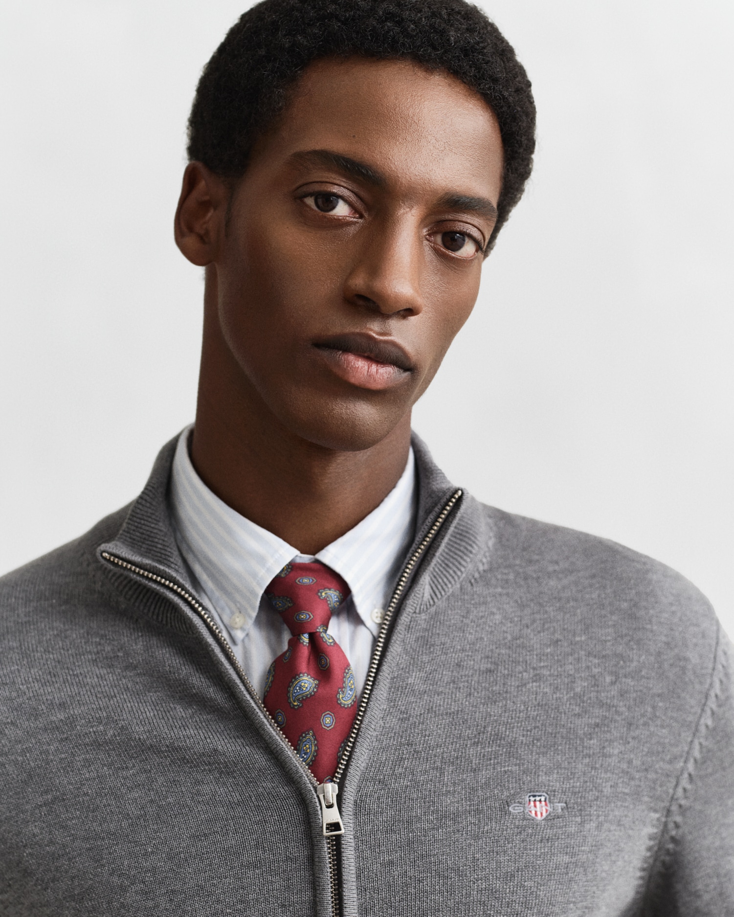 Gant Cardigan »CASUAL COTTON ZIP CARDIGAN«, Mit Rippbündchen an Stehkragen, Ärmeln und Saum