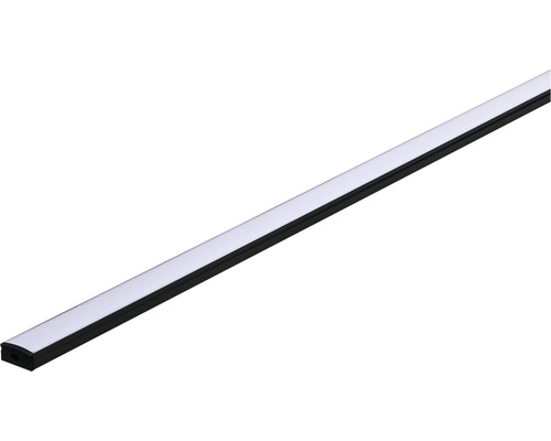 Paulmann aluminium profiel met witte diffuser, basis aluminium/zwart, 2,0 m