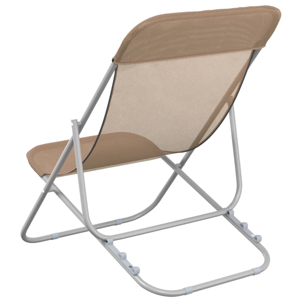 Chaises de plage pliantes 2pcs textilène acier enduit de poudre