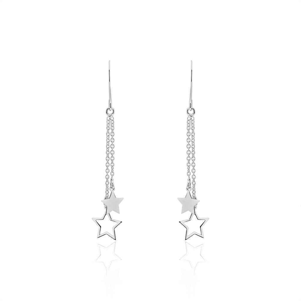 Boucles D'oreilles Pendantes Juliette Argent Blanc