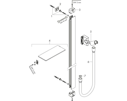 hansgrohe Unica E 90 27640000 douchestang, douchestang lengte 945 mm met doucheslang