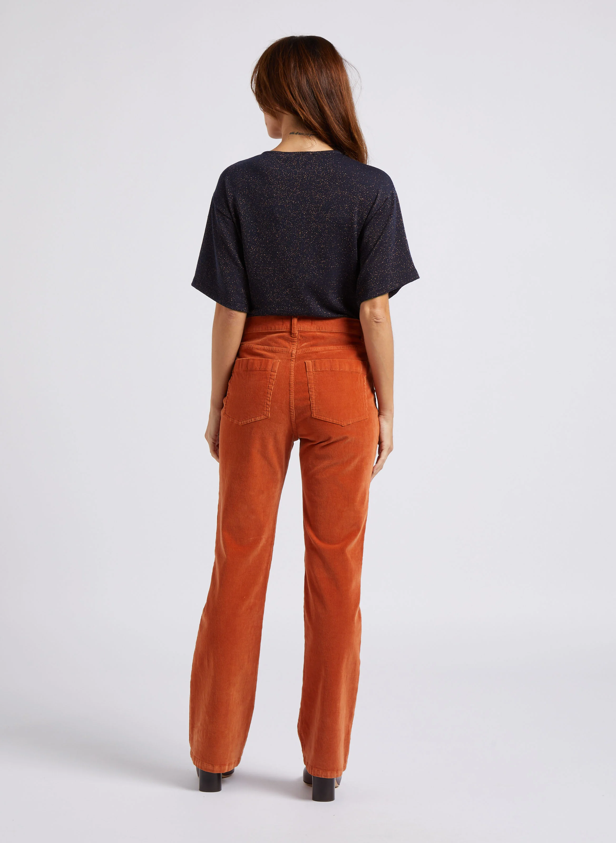 Pantalon flare en coton mélangé | Orange