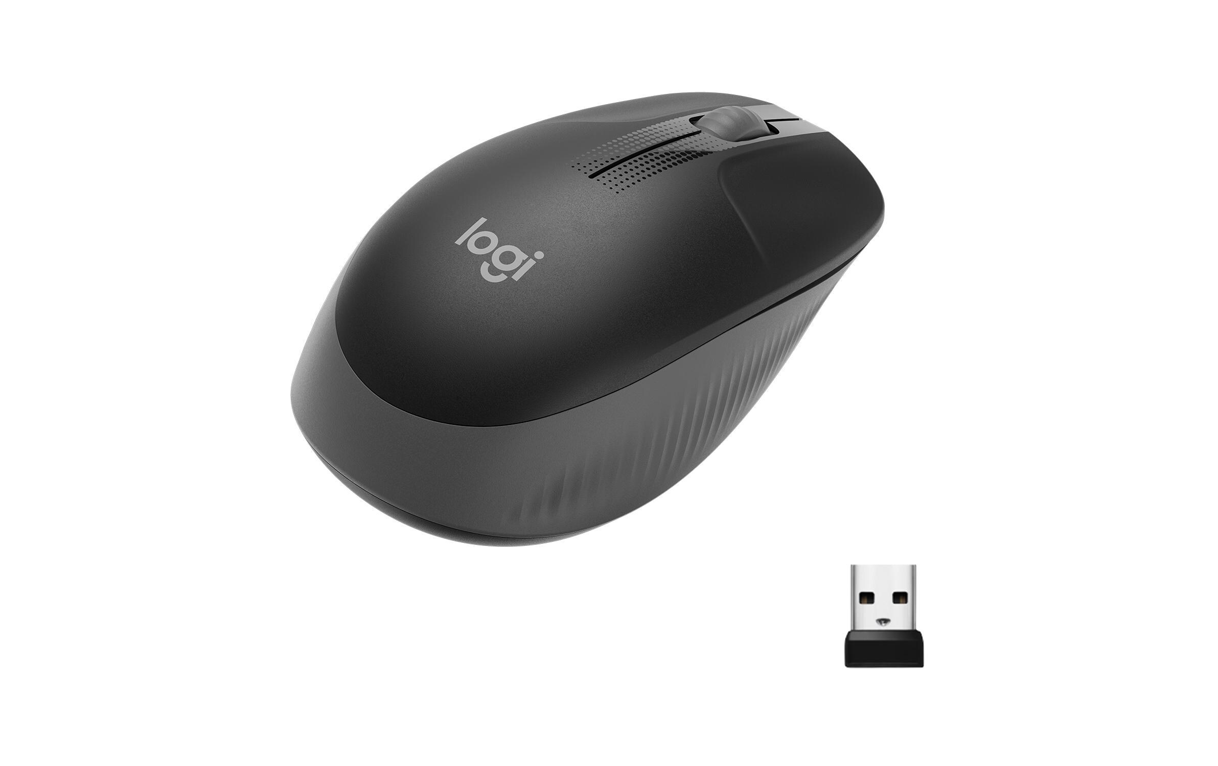 Maus M190 Anthrazit/Schwarz, kabellosUniverselle Arbeitsmaus für alltägliche Büroarbeiten