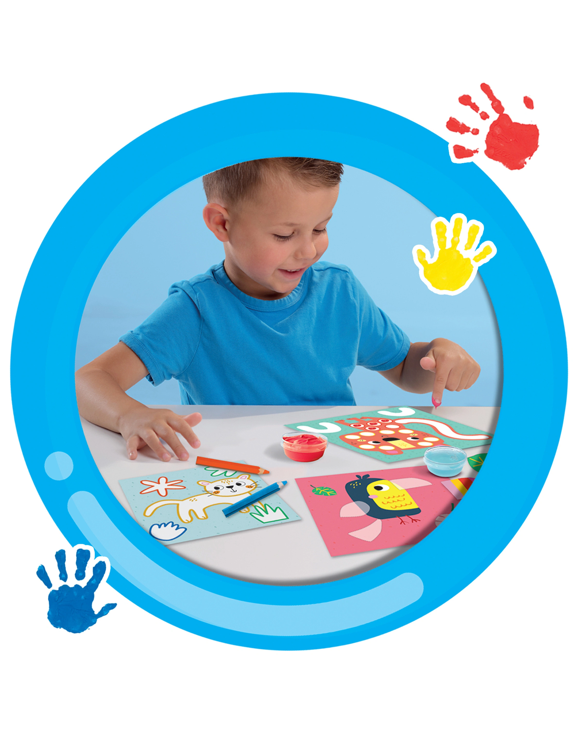 Kreativ-Set MY FIRST - 3 in 1 FINGERFARBEN, AUSMALEN UND FORMEN KLEBEN