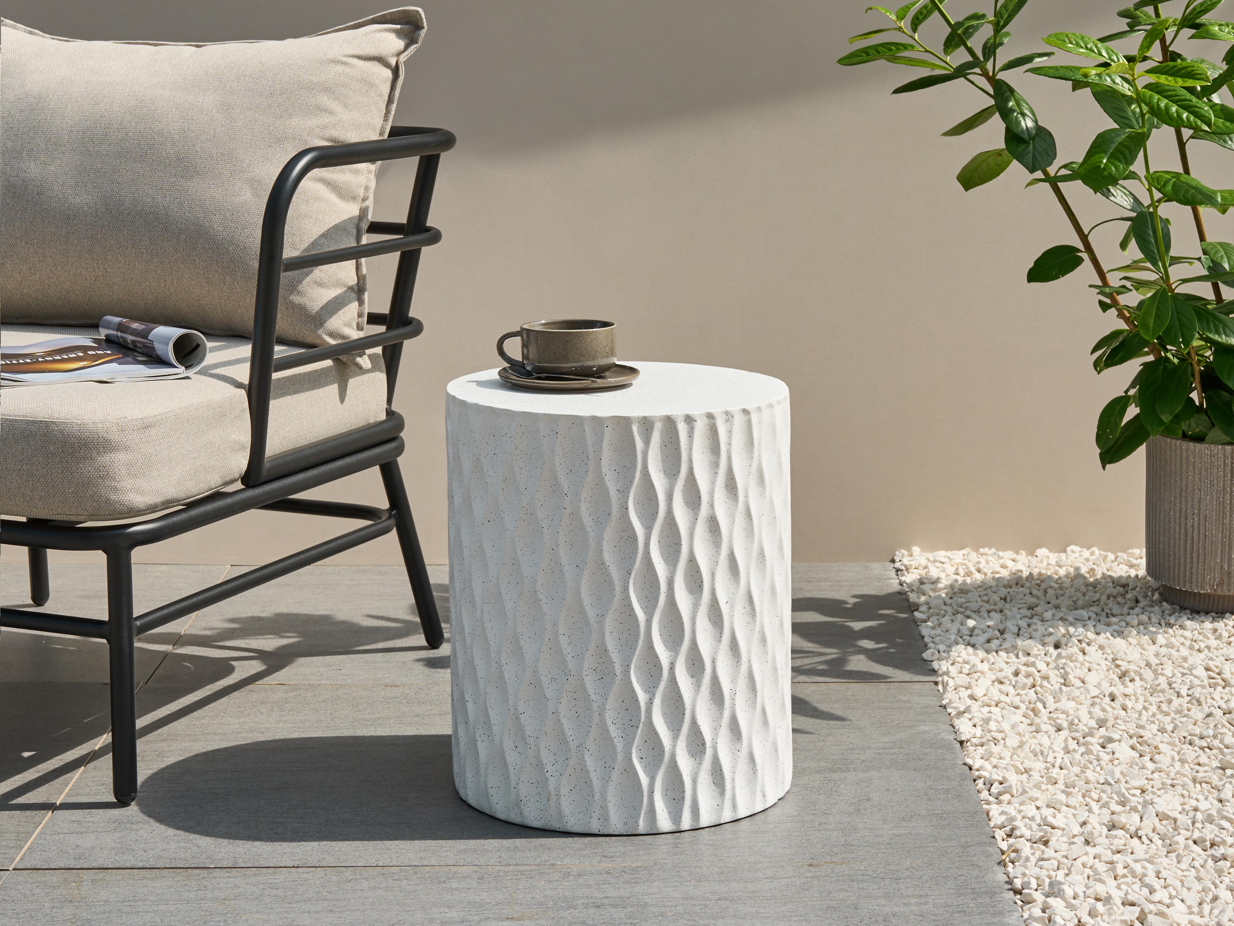 Bijzettafel ANTELAO 37 cm 37 cm Terrazzo-effect Wit terrazzo