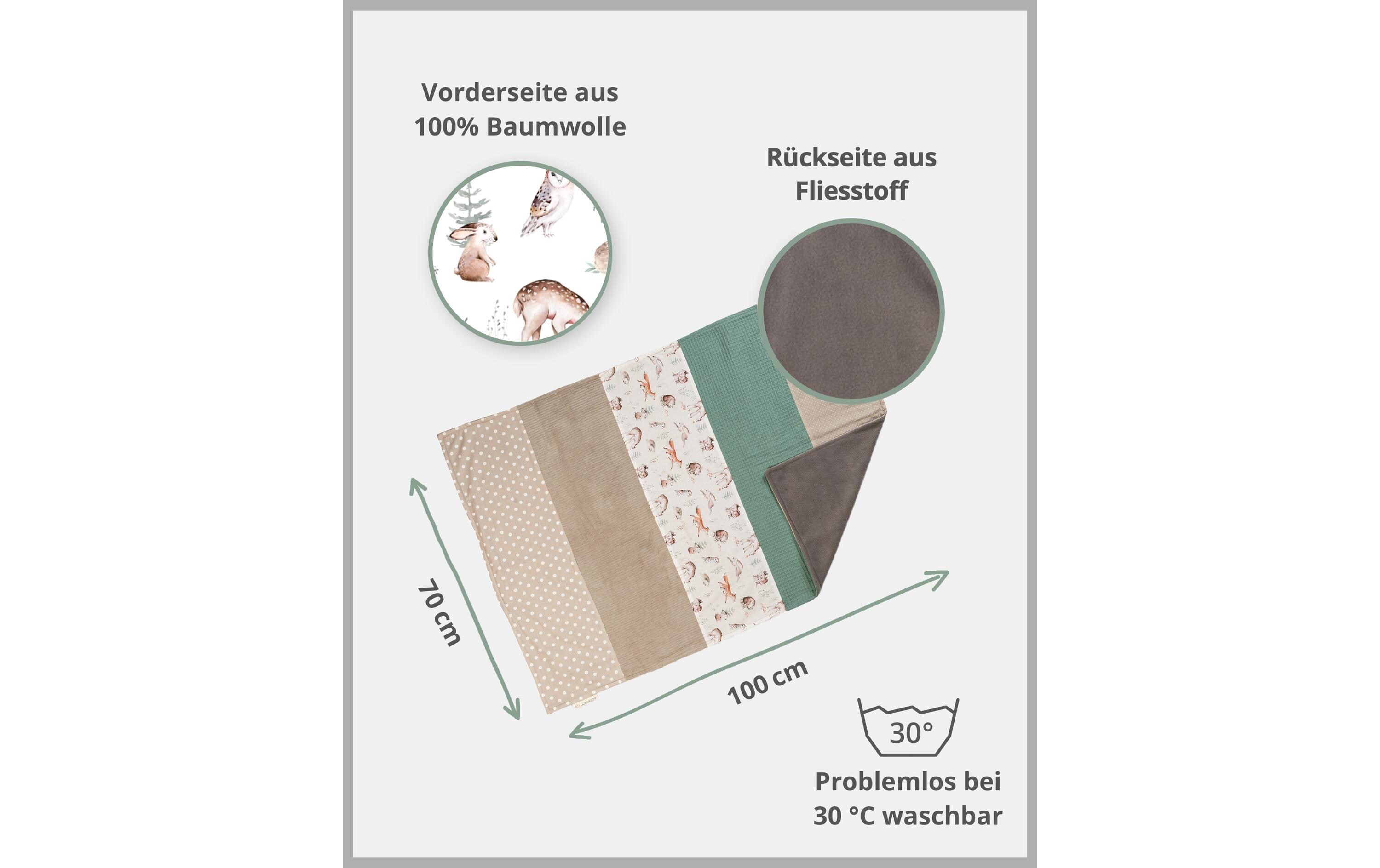 Kuscheldecke Waldfreunde 70 x 100 cmAtmungsaktive Babydecke
