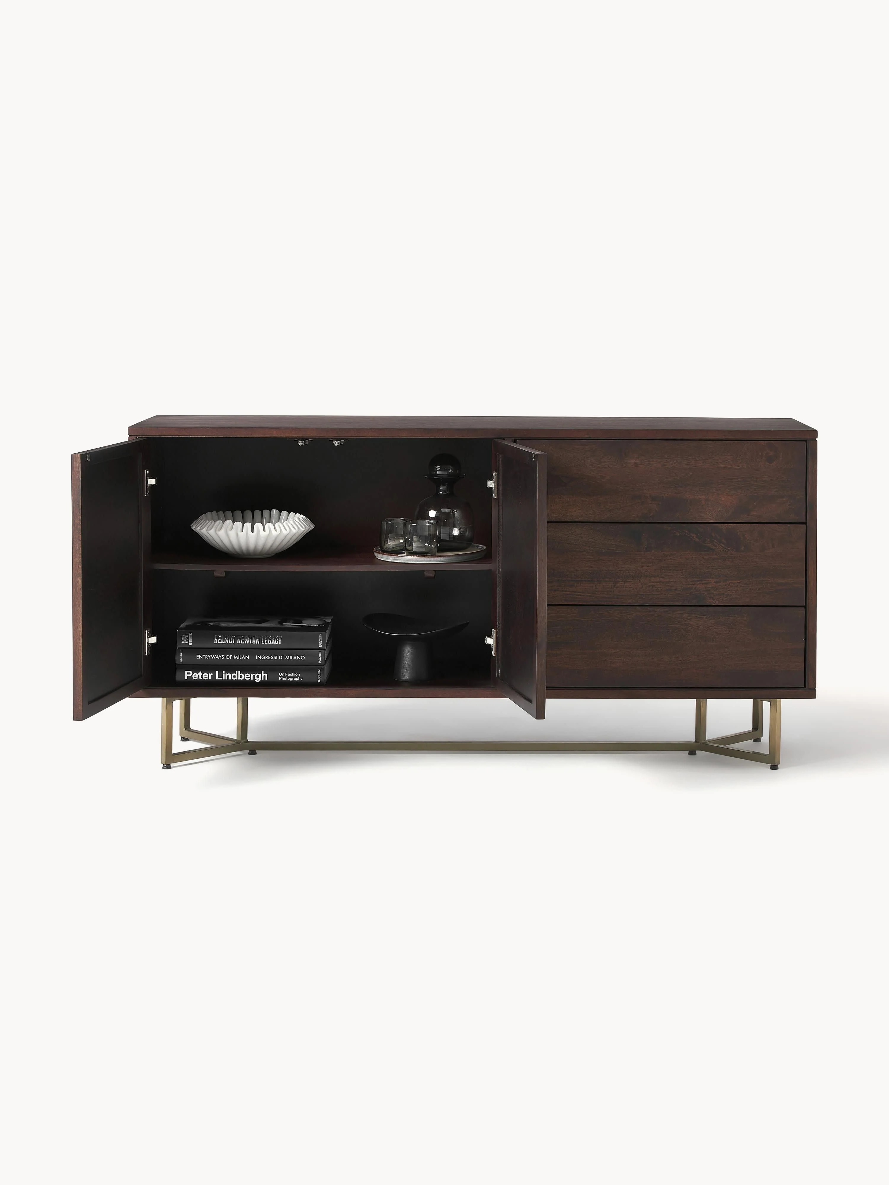 Dressoir Luca van mangohout met visgraat-patroon